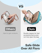 BAGSMART Toiletry Bag Hanging Travel Makeup Organizer with TSA Approved Transparent Cosmetic Bag Makeup Bag for Full Sized Toiletries, Large-Blue