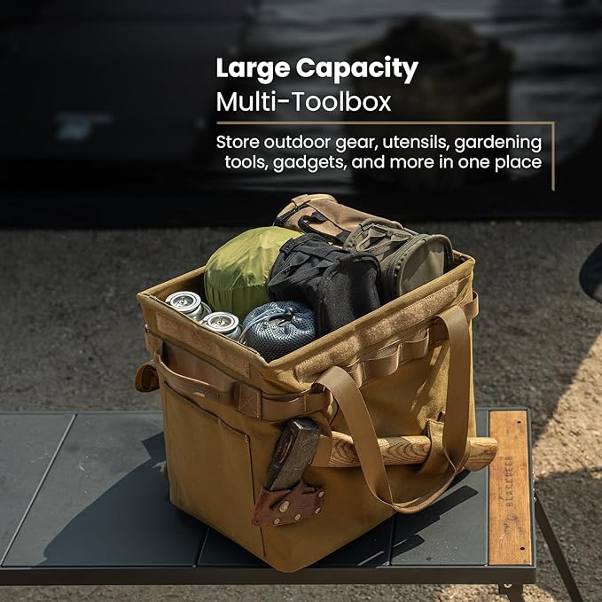 OneTigris Camping Storage Bag with Lid, 25L Collapsible Tactical Tote Bag for Outdoor Camping Travel Picnic Garage Trunk Organizer