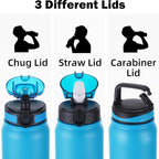 OLDLEY Insulated Water Bottle 32oz Water Bottles with Straw, Stainless Steel Water Bottle with 3 Lids, Double Wall Vacuum Bottles for Adult,Sports Bottles for School Travel,Tropical Rainforest