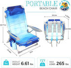 #WEJOY Folding Beach Chair for Adults, 4-Position Aluminum Lightweight Beach Chair, Low Sands Chairs with Shoulder Strap, Cup Holder and Padded Headrest, Supports 265lbs for Lawn