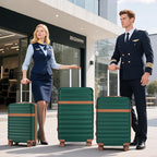 Kono Expandable 28 Inch Large Checked Luggage: ABS+PC Hardside Trolley Travel Case - Hard Shell Suitcase with TSA Lock,Green