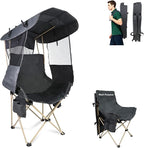 Folding Camping Chairs Canopy Outdoor: Sports Portable Beach Chair with Canopy-Lawn Beach Chairs with Umbrella for Adults-Camping Chair with Shade for Fishing Camp Heavy Duty (Regular, Grey)