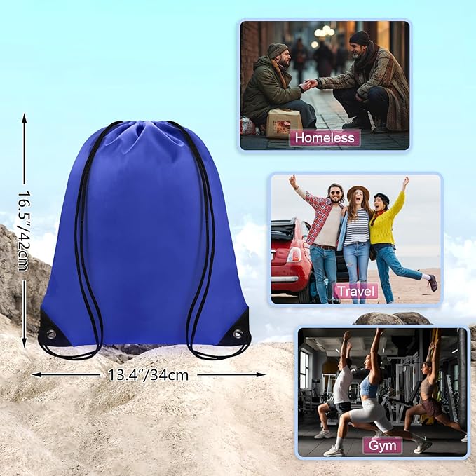 Grneric Drawstring Backpack Bulk 42 Pcs String Backpack Drawstring Bags Cinch Bag Sackpack for Men Women Gym (Navy Blue)