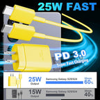 USB C Android Charger Fast Charging Cord, Super Fast Phone Chargers 6.6FT C to C Type Cable with 25W USBC Wall Block for Samsung Galaxy S26 S25 S24 Ultra Plus/S23/S22/S21/S20/Note 20/10, Yellow
