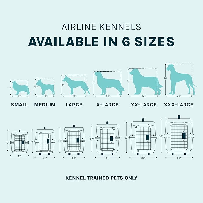 SportPet Airline Compliant XXX-LARGE 48" Travel Dog Kennel-Durable Plastic Airline Pet Carrier w/Removable Wheels & Food Bowls, Collapsible Indoor/Outdoor Dog Kennel, Dogs up to 44"L & 33"H-Cream/Gray