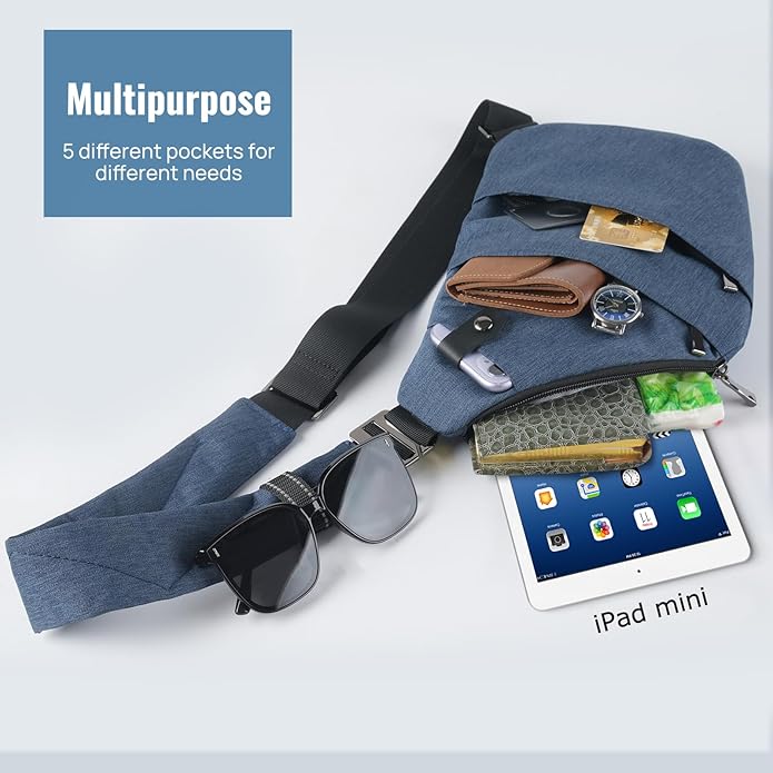 Sling Bag Cross Body Bag, Anti Theft Crossbody Bags for Travel Lightweight Chest Shoulder Bags for Women Men