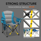 Northroad 2 Pack Oversized Camping Chair, Padded Portable Chairs Heavy Duty Camping Folding Chairs w/Cooler Bag & Cup Holder, Support 400 LBS for Outdoor, Fishing & Garden (Orange & Blue)