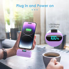 Mini Portable Charger USB C Power Bank,Upgraded 5000mAh PD Fast Charging Battery Pack Built-in USB-C Connector,LCD Display,Compatible with iPhone16,16 Plus,16Pro/Max/15,iPad Pro/Air (Deep Purple)