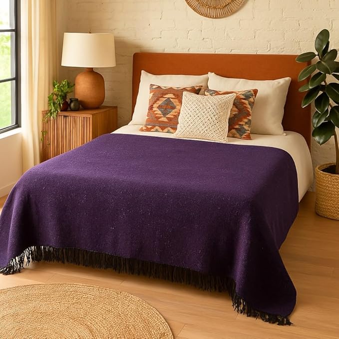 Open Road Goods Solid Color Mexican Yoga Blanket – Large Handwoven Throw for Yoga, Beach, Camping or Home – Soft and Durable Cotton Blend