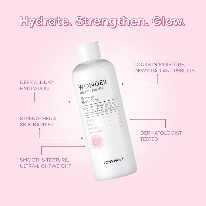 TONYMOLY Mochi Milky Toner – Hydrating Korean Milky Toner for Face, Ceramide Barrier Repair, Hyaluronic Acid & Cica – Soothing Toner for Dry & Sensitive Skin, Glass Skin – 300ml