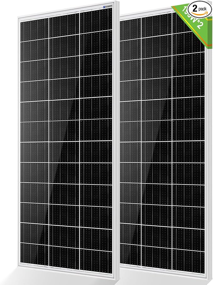 ECO-WORTHY Solar Panels 2pcs 195 Watt 18 Volt Monocrystalline Solar Panel Module Off Grid PV Power for 12V/24V Battery,Home, Camping, Boat, Shed Farm, RV