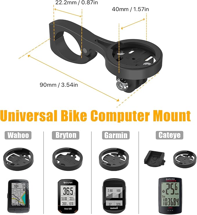 Aero Bars Mount - Garmin Bike Computer Mount for Garmin Edge, Compatible with Bike GPS Computer,Wahoo,Bryton,Cateye,GoPro Full Range and Flashlight (Black)