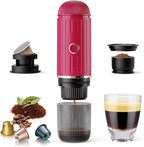 Portable Electric Espresso Machine, Travel Coffee Maker for Camping, Car Self-Heating Coffee Machine with USB-C, Compatible With NS Capsules & Ground Coffee, Portable Coffee Maker for Hiking,RV,Office