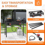 2 Burner Gas Stove, High Pressure Outdoor Propane Burner with Detachable Legs, 150,000 BTU Camping Stove Outdoor Burner with 0-20 PSI Regulator for Camping, Backyard, Outdoor Cooking