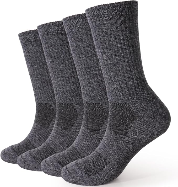 EnerWear 4 Pack Women's Merino Wool Outdoor Hiking Trail Crew Sock