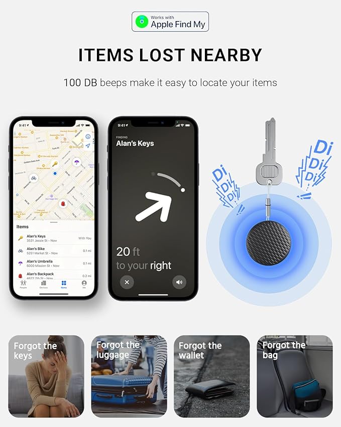 2026 New Smart Tracker Tags: Bluetooth Tracker Tag, Key Finder Tags Works with Apple Find My App, Replaceable Battery, Wallet Finder Tags and Item Locator Tags for Keys, Bags, Luggage, Pets, Wallet