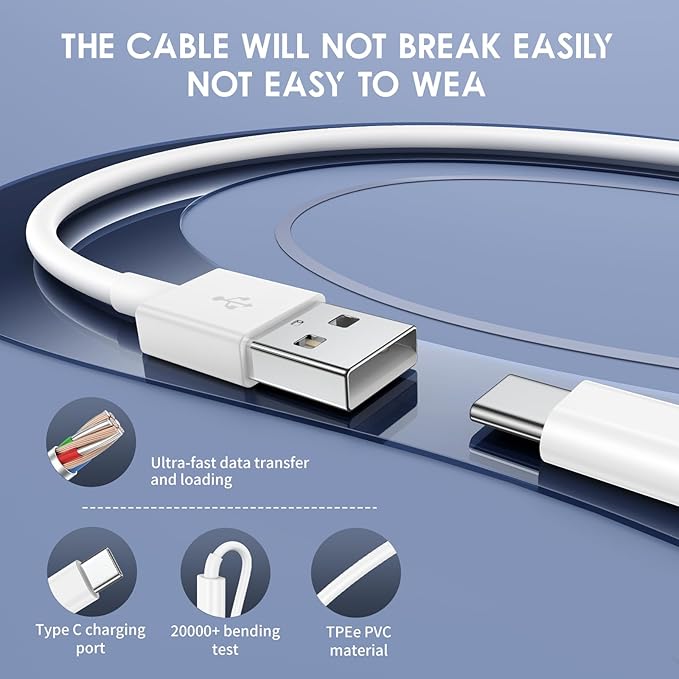 QZIIW 2 Pack USB C Fast Charging Cable 15 FT for iPhone 17 16 15/17 16 15 Pro/17 16 15 Pro max/16 15 Plus,USB A to USB C Cord for Galaxy S25 S24,iPad Pro 12.9/11,Air 5th/4th Gen
