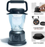 Retro LED Lantern 2-Pack, 360° COB 120 LM, Stepless-Dimming Battery Powered Camping & Hurricane Light, AA Batteries, Emergency/Power Outage (Grey-2 Pack)