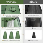 Wolfwise Pop Up Shower Tent, Portable Instant Changing Tent with Ventilation Window & Carry Bag, Privacy Bathroom Toilet for Beach, Camping & Outdoor, Width 47 ", Height 75 ", Green