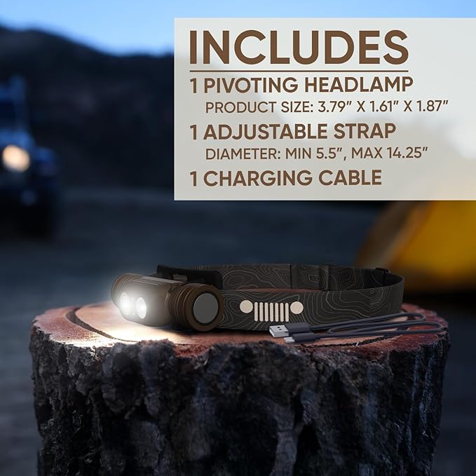 Energizer Jeep Hybrid Rechargeable Metal LED Headlamp, 2,000 Lumens, Bright Headlamp with Power Source Flexibility for Any Adventure on or Off Road