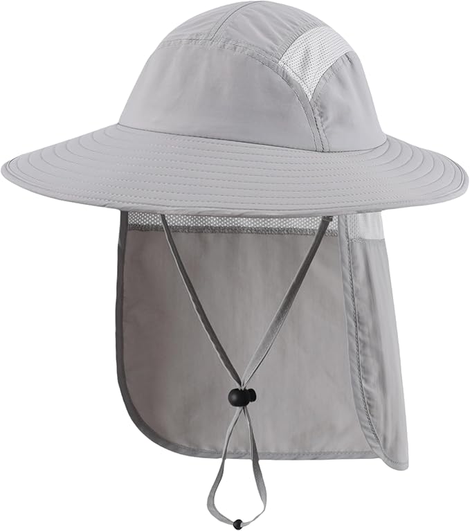 Home Prefer UPF 50+ Mens Wide Brim Fishing Hat with Neck Flap Sun Hat for Men Women Sun Protection Cap