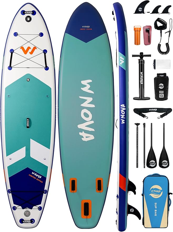 11'6"x35" Extra Wide Stand Up Paddle Board Inflatable for All Levels, 430LBS Capacity SUP Paddleboard with Complete Accessories, Double Acton Pump, Blow Up Paddle Board for Family