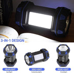 Led Camping Lantern Rechargeable, Camping Flashlight 1500LM, 8 Light Modes, Camping Lights 4800 Capacity, Portable Bright Flash Light for Emergencies, Power Outages, Hurricane, Hiking (Blue 1PACK).