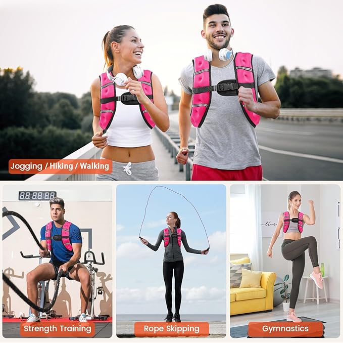 Weighted Vest, 6lb/8lb/12lb/16lb/20lb/25lb/30lb Weight Vest for Men Women, Body Weight Vests Adjustable with Reflective Stripe for Strength Training, Running, Training Workout, Jogging, Walking
