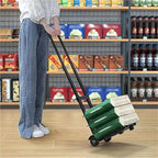 Portable Lightweight Hand Truck for Luggage Adjustable Utility Cart 4Wheel Stair Climber Foldable Shopping Trolley for Outdoor Use Express Cart for Suitcases and Storage