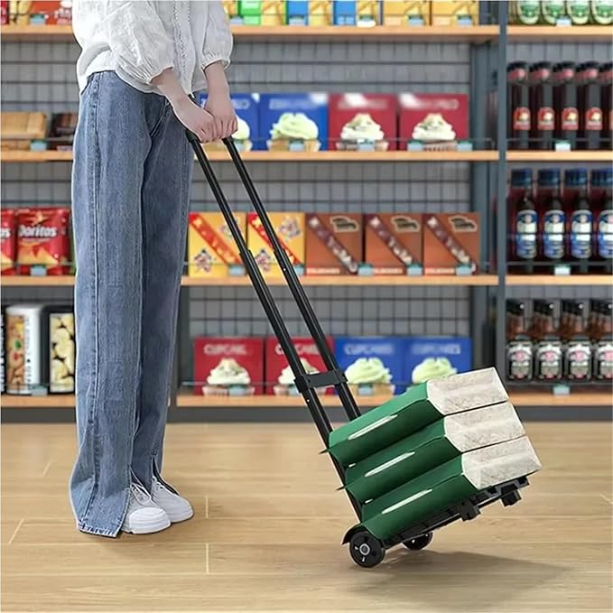 Portable Folding Hand Truck for Luggage Lightweight Adjustable Utility Cart Stair Climbing Shopping Trolley Express Cart for Suitcases and Storage (2 Wheel Iron)