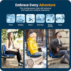 Alpcour Folding Stadium Seat – Deluxe Outdoor Camping Reclining Waterproof Cushion Chair for Bleachers – Best 6-Position Back Support Picnic Bleacher Seats w/Extra Thick Padding for Support & Comfort