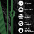 TECEUM 5/32" Paracord Rope 1000 – 1000ft / 200ft / 100ft / 50ft – Tactical Parachute Cord 4mm – 45+ Colors – Nylon String for Survival & Camping Gear – Stripe Cord for Survival – Utility Rope
