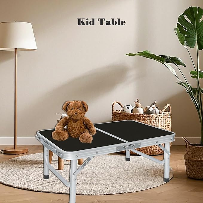 Portable Camping Table, Adjustable Height Aluminum Folding Table, Lightweight & Compact, Outdoor Picnic Table for Camping, Hiking, Beach, BBQ, Travel