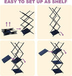 Folding Camping Table & Shelf, 2-in-1 Portable Aluminum Picnic Table and 3-Tier Storage Rack, Lightweight Low Table with Carrying Bag for Outdoor, Beach, Picnic, BBQ and Party