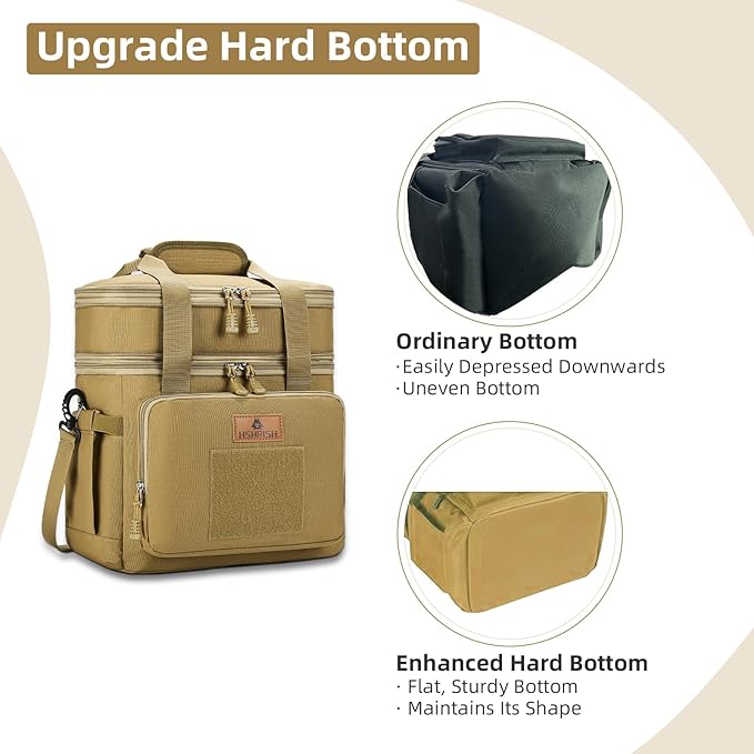 Tactical Lunch Bag, Large Expandable Lunch Box for Men, Durable Waterproof Leakproof Cooler Bag with Molle Webbing, for Adults/Work Outdoor Picnic Hiking Camping, 20 Can/15 L, Brown, HSHRISH