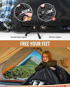 Sportneer Sleeping Bags for Adults, 0 Degree Sleeping Bag XL Flannel Winter Cold Weather Sleeping Bag with Detachable Hood Compression Sack for Camping, Backpacking, Hiking