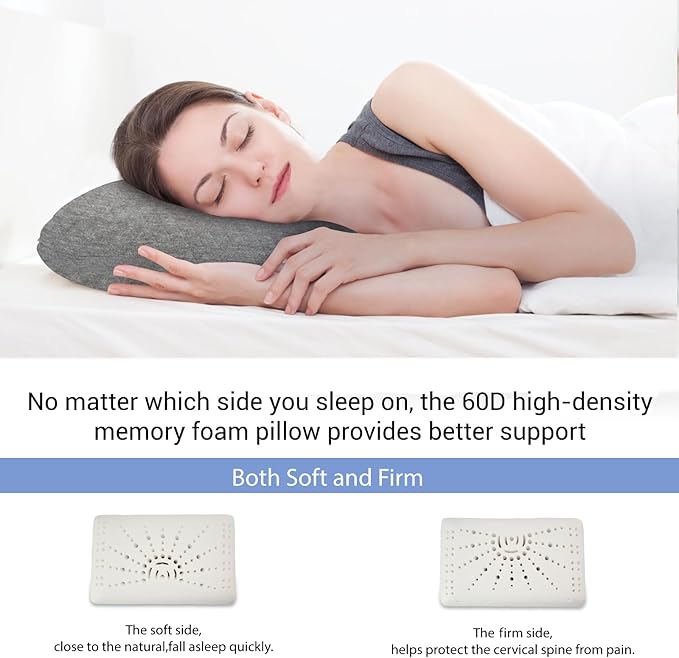 Travel & Camping Memory Foam Pillow, Travel Essentials, Hammock Pillows with Double-Layered Pillow Cover, Easy to Clean, Compact Travel Pillows for Sleeping (Grey)