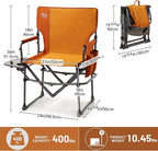 Timber Ridge Aluminum Camping Directors Chair with Side Table Pocket, Portable Folding Chair, Heavy Duty Lawn Chair for Fishing Trip Picnic Concert Outdoor 400lbs, Orange