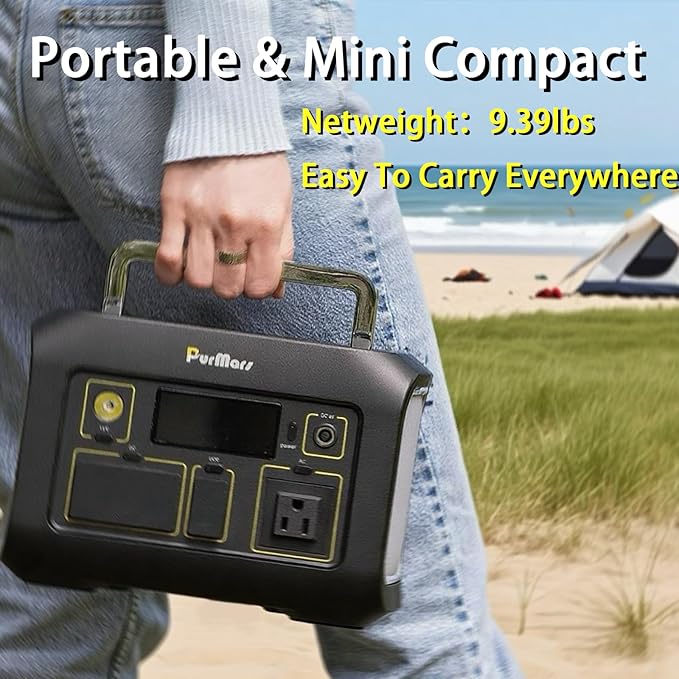 Portable Power Station 300W(Peak 500W), 288Wh (90,000mAh) Solar Generator with 110V Pure Sine Wave AC Outlet, lifepo4 Battery Portable Power Bank for Outdoor Camping, Traveling, and Emergencies