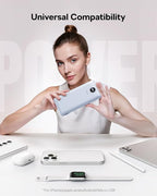 VEGER AC Wall Plug Portable Charger, 10000mah Slim Portable Charger Built in Cables, USB C Power Bank 15W Fast Charging, Travel Essential Battery Pack Compatible with iPhone, Android and More(Purple)