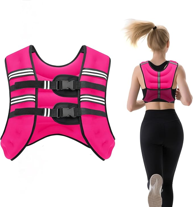 Weighted Vest for Woman Men,6lb/8lb/12lb/16lb/20Lb/25lb Weight Vest with Reflective Stripe Adjustable Buckle Strap Back Pocket Workout Strength Training Walking Jogging Running