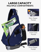 WATERFLY Sling Bag Crossbody Backpack: Over Shoulder Daypack Casual Cross Chest Side Pack (Large, Blue)