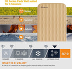 KingCamp Self Inflating Sleeping Pad, R 7.9 Air & Foam Sleeping Pad for Camping, 3" Thick Single Camping Mattress with 3D Sidewalls & Wave Surface Cut for Outdoor Tent Cot Car, PVC Free (Khaki)