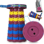 Retractable Folding Stool - Heavy Duty 400 lb Collapsible Portable Stool for Camping, Hiking, Fishing, Indoor/Outdoor with Non-Slip Base and Lightweight Design (Purple Yellow, 1-Pack)