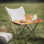 Portable Camping Table, Compact Camping Side Table with Carrying Bag, Ultralight Aluminum Beach Table Folding for Hiking, Camping, Picnicking, BBQ, Outdoor Cooking (Wood Medium 22")