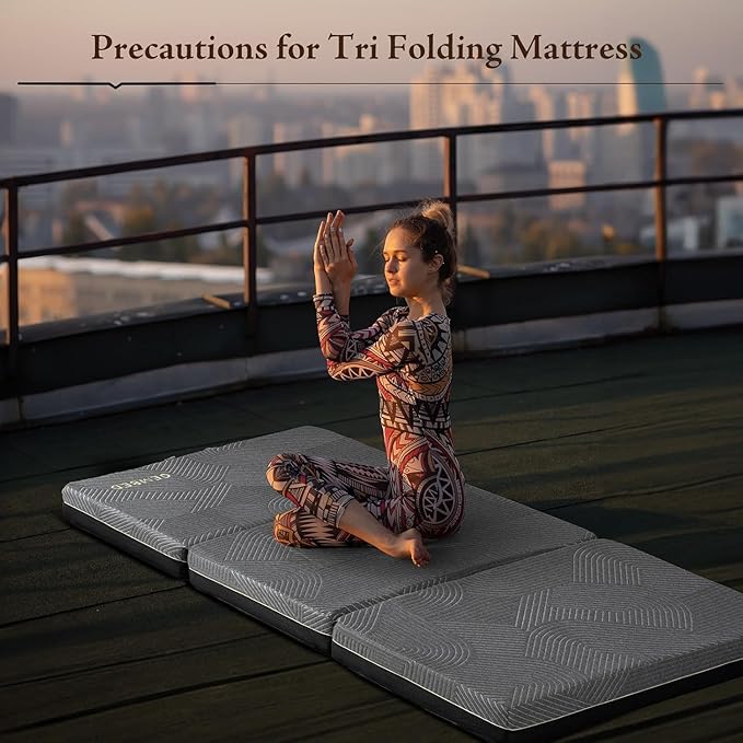 Tri Folding Mattress Twin Size - Memory Foam Tri-fold Mattress, Handle & Non-Slip Bottom, Portable Foldable Sofa Bed Floor Chair for Travel RV Camping Guest Yoga - 4 Inch, 75" 38"x4"