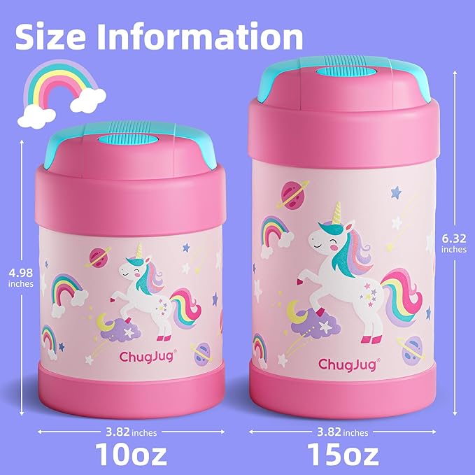 10 oz Soup Thermo for Hot Food Kids Insulated Food Jar with Spoon, Lunch Thermo Container, Width Mouth Vacuum Stainless Steel Food Thermo for School Travel, Leakproof, Easy to Open(Pink)