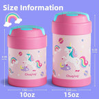 15 oz Soup Thermo for Hot Food Kids Insulated Food Jar with Spoon, Lunch Thermo Container, Width Mouth Vacuum Stainless Steel Food Thermo for School Travel, Leakproof, Easy to Open(Pink)