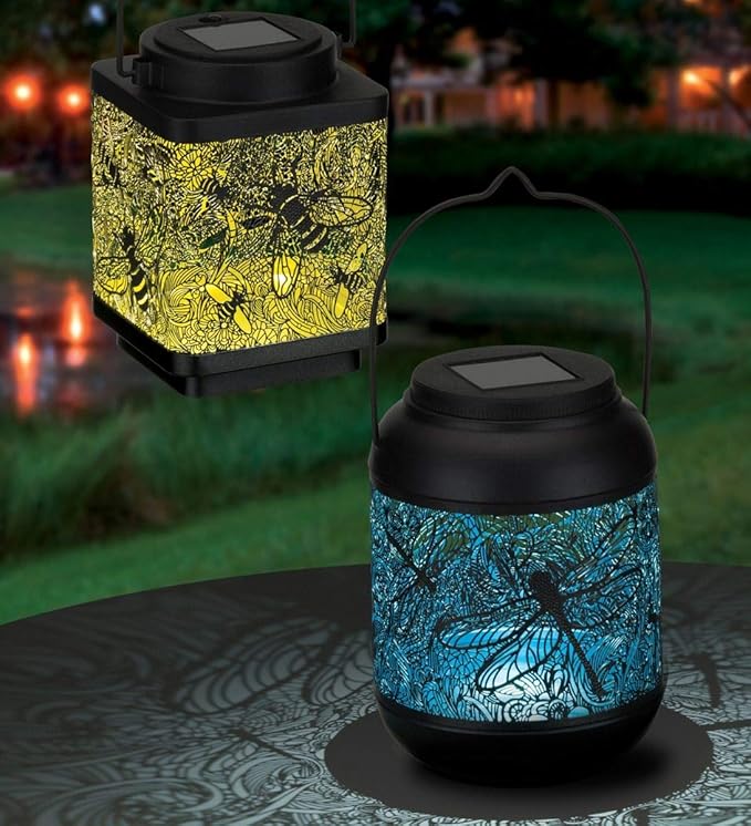 Regal Art & Gift Solar Lantern Outdoor, Waterproof Garden Décor, Ideal Gift for Women, Mom, Grandma – Hanging Metal Solar Lights for Yard, Patio, Backyard, Porch, Multi, Dragonfly, Small