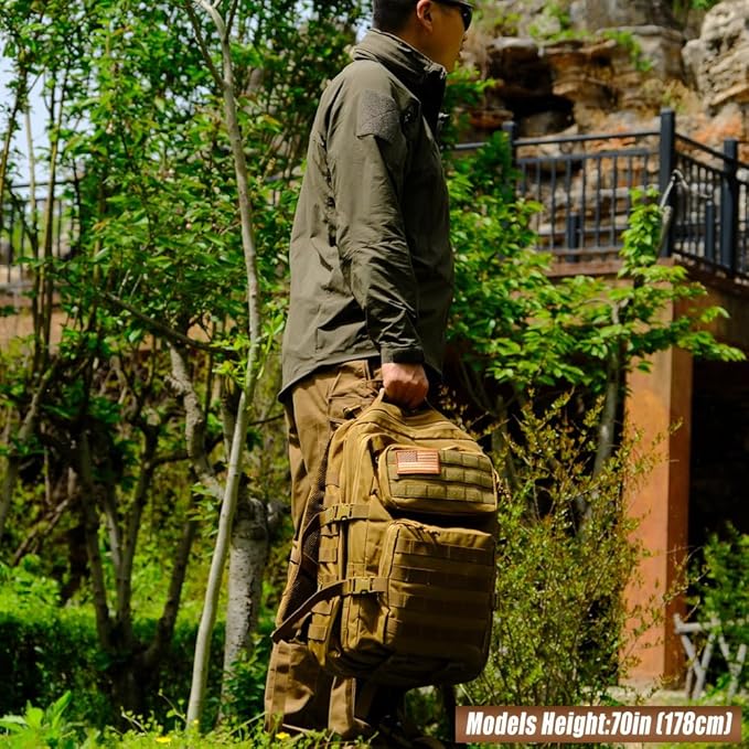 Military Tactical Backpack 45L Large Tactical Backpack for Men, Hiking Rucksack With Bottle Holder